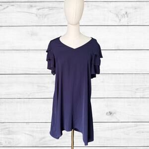 76. NWOT JODIFL Blue Ruffle Sleeve Swing Babydoll Dress Style B4272-1 Size-Small